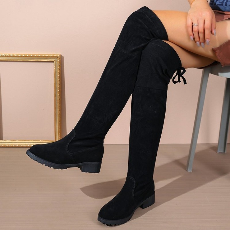 Knee High Sock Women - Women Over‑the‑Knee Boots Suede Block Heel