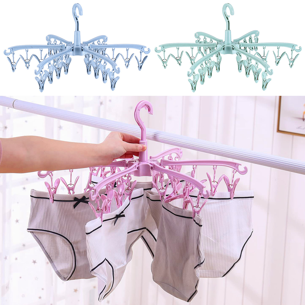 24 Clips Folding Clothes Dryer - Sock Organizer Tray recension och pris