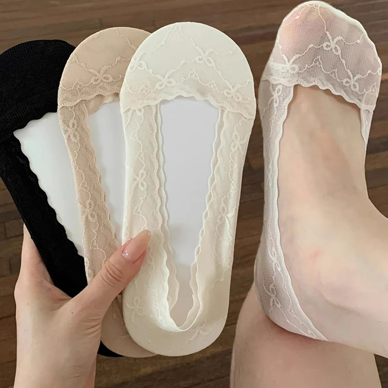 Bow Lace Trim Boat Socks for W - Invisibility Sock Loafer recension och pris